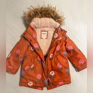 Mini Boden Kids’ Authentic Parka Butterscotch Floral Girls